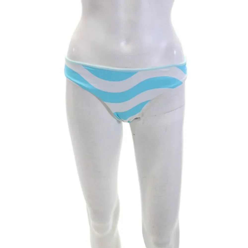 Solid & Striped Womens Reversible Wavy Striped Swim Bottoms Blue Size M